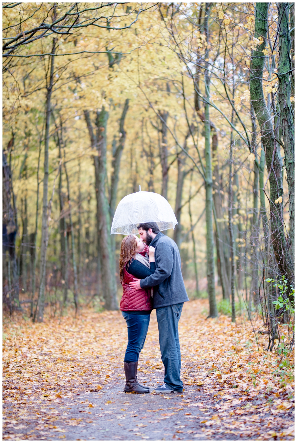 Amy Andrew Engagement Session High Cliff State Park Meghan Lee Harris Wisconsin Wedding Photographer Photography Woodsy Forest Beach Lakeside Rainy Romance Romantic