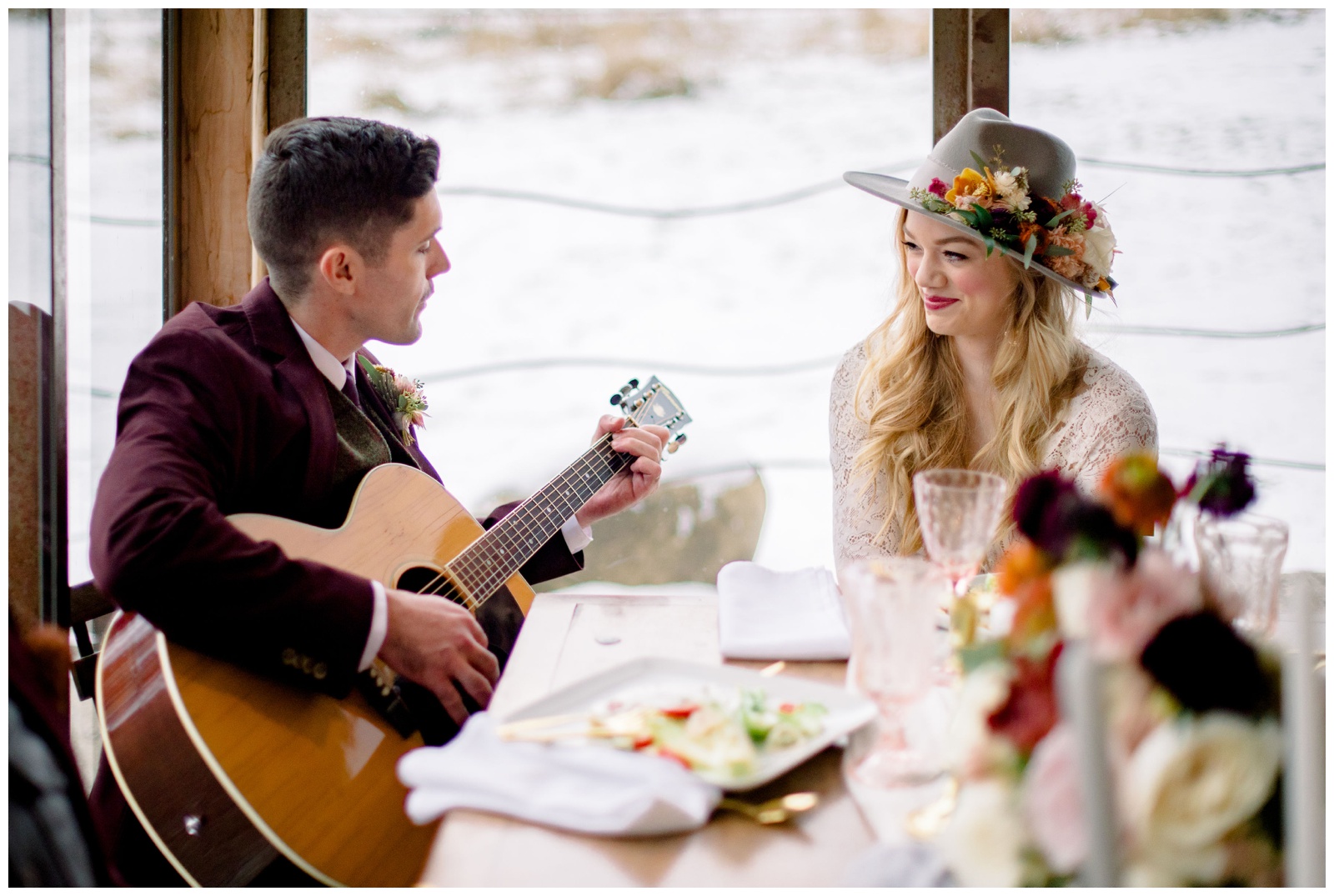 wedding hillsdale wisconsin photographer meghan lee harris outdoor fall winter glass barn guitar