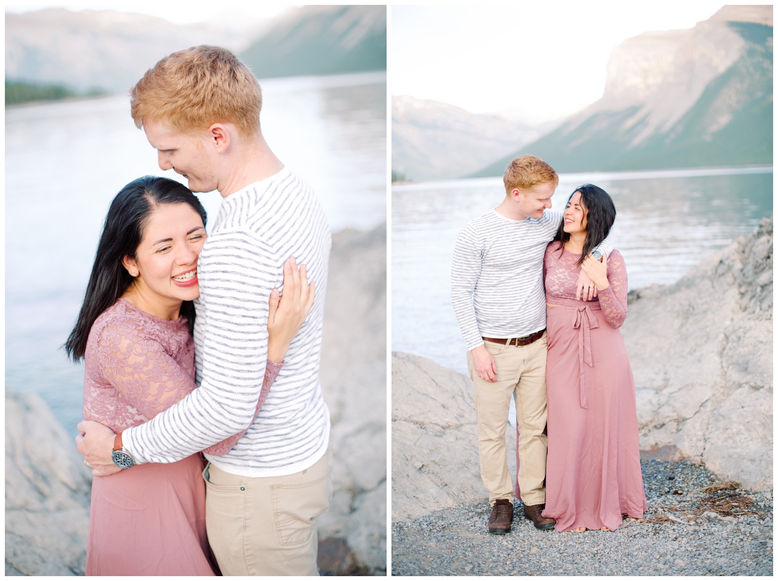 Banff Alberta Lake Minnewanka engagement session Fine art wedding photographer